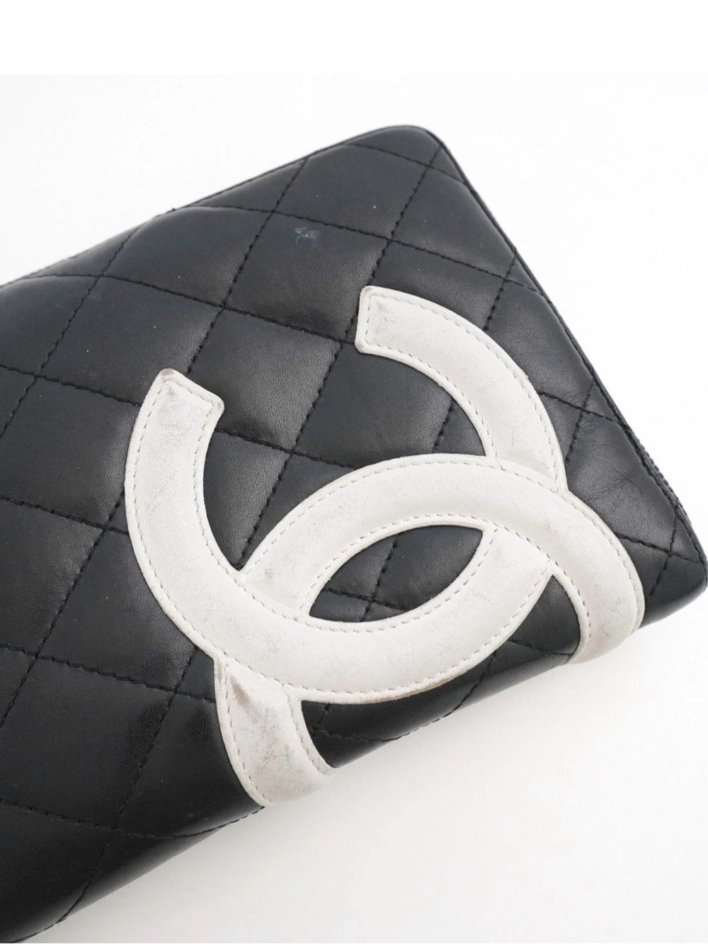 Chanel Cambon Wallet Quilted Leather CC Logo Zip Around Black Pink - Picture 14 of 15